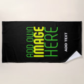 編集可能モダンなシンプルブラックイメージ文字テンプレート ビーチタオル (正面)