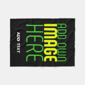 編集可能モダンなシンプルブラックイメージ文字テンプレート フリースブランケット (正面(横))