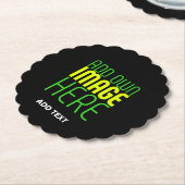 編集可能モダンなシンプルブラックイメージ文字テンプレート ペーパーコースター (アングル)