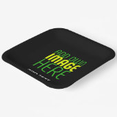 編集可能モダンなシンプルブラックイメージ文字テンプレート ペーパープレート (傾斜あり)