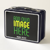 編集可能モダンなシンプルブラックイメージ文字テンプレート メタルランチボックス (裏面)