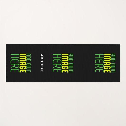 編集可能モダンなシンプルブラックイメージ文字テンプレート ヨガマット (正面(横))