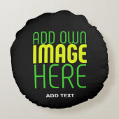 編集可能モダンなシンプルブラックイメージ文字テンプレート ラウンドクッション (裏面)