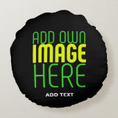 編集可能モダンなシンプルブラックイメージ文字テンプレート ラウンドクッション (裏面)