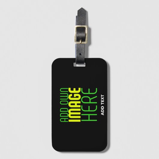 編集可能モダンなシンプルブラックイメージ文字テンプレート ラゲッジタグ (正面縦)