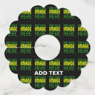 編集可能モダンなシンプルブラックイメージ文字テンプレート ワイングラスタグ