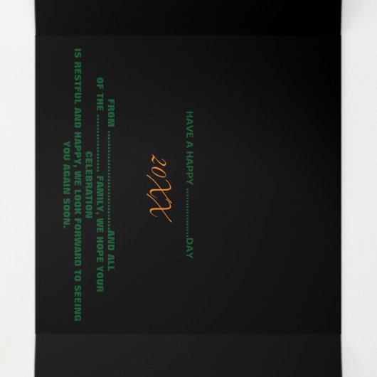 編集可能モダンなシンプルブラックイメージ文字テンプレート 三つ折りカード (内部中)