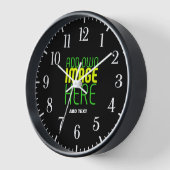 編集可能モダンなシンプルブラックイメージ文字テンプレート 壁時計 (傾斜)