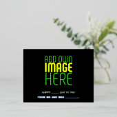 編集可能モダンなシンプルブラックイメージ文字テンプレート 箔シーズンポストカード (立ち正面)