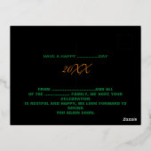 編集可能モダンなシンプルブラックイメージ文字テンプレート 箔シーズンポストカード (裏面)