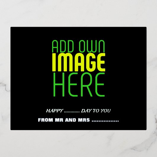 編集可能モダンなシンプルブラックイメージ文字テンプレート 箔シーズンポストカード (正面)