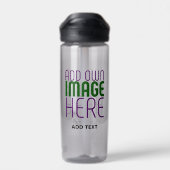 編集可能モダンなシンプル文字灰画像テンプレート ウォーターボトル (背面)