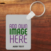 編集可能モダンなシンプル文字灰画像テンプレート キーホルダー (裏面)