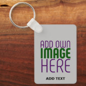 編集可能モダンなシンプル文字灰画像テンプレート キーホルダー (正面)