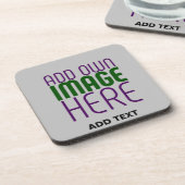 編集可能モダンなシンプル文字灰画像テンプレート コースター (左側)