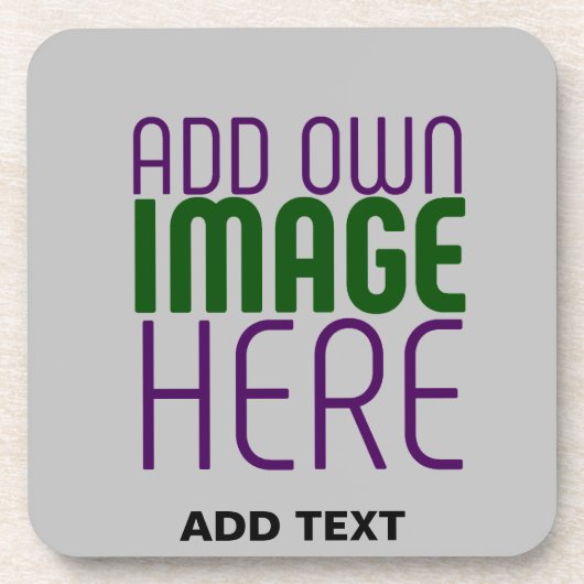 編集可能モダンなシンプル文字灰画像テンプレート コースター (正面)