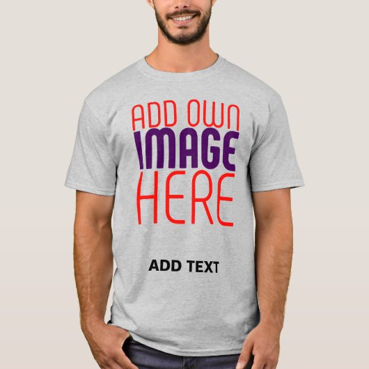 編集可能モダンなシンプル文字灰画像テンプレート Tシャツ (正面)