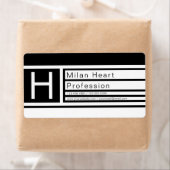 編集可能モダンなジオメトリック黒と白 ラベル (インサイチュ)