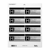 編集可能モダンなジオメトリック黒と白 ラベル (フルシート)