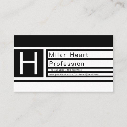 編集可能モダンなジオメトリック黒と白 名刺 (正面)