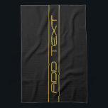 編集可能モダンなスタイリッシュ金ゴールド文字と線ストライプの キッチンタオル<br><div class="desc">編集可能モダンデザインカスタマイズお好きなように!</div>