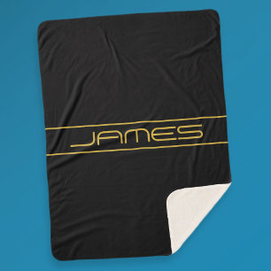 編集可能モダンなスタイリッシュ金ゴールド文字と線ストライプの シェルパブランケット