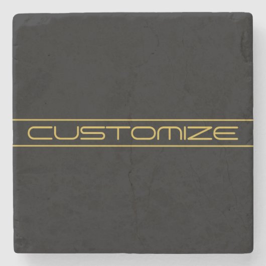 編集可能モダンなスタイリッシュ金ゴールド文字と線ストライプの ストーンコースター (正面)
