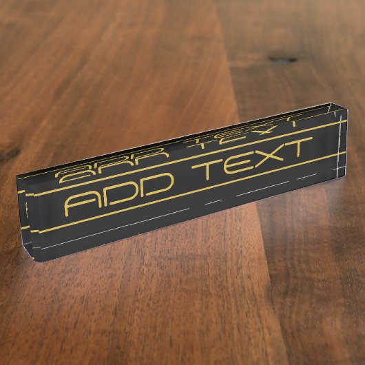 編集可能モダンなスタイリッシュ金ゴールド文字と線ストライプの デスクネームプレート (側面)