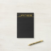 編集可能モダンなスタイリッシュ金ゴールド文字と線ストライプの ポストイット (デスク上)