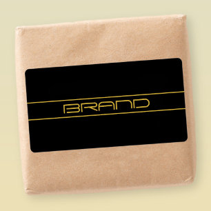 編集可能モダンなスタイリッシュ金ゴールド文字と線ストライプの ラベル