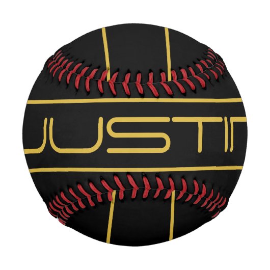 編集可能モダンなスタイリッシュ金ゴールド文字と線ストライプの 野球ボール (正面)