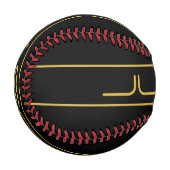 編集可能モダンなスタイリッシュ金ゴールド文字と線ストライプの 野球ボール (正面左)
