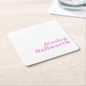 編集可能モダンなビジネス名または名と姓 スクエアペーパーコースター (アングル)