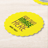 編集可能モダンな明るい黄色の画像文字テンプレート ペーパーコースター (アングル)