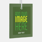 編集可能モダンな森林の緑の画像文字テンプレート ガラスオーナメント (正面右)