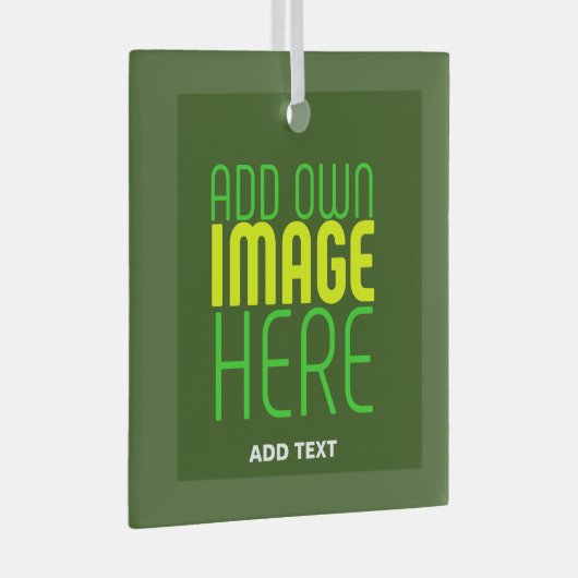 編集可能モダンな森林の緑の画像文字テンプレート ガラスオーナメント (正面右)