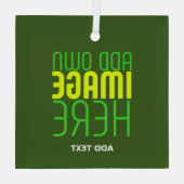 編集可能モダンな森林の緑の画像文字テンプレート ガラスオーナメント (裏面)