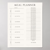 編集可能モダンな週次食事プランナー ポスター (正面)