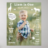編集可能モダンな1番目の誕生日フォトマイルストーン記号 ポスター (正面)