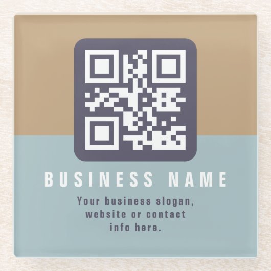 編集可能モダンなQRコードテンプレート | ミュートされた色 ガラスコースター (正面)