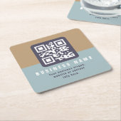 編集可能モダンなQRコードテンプレート | ミュートされた色 スクエアペーパーコースター (アングル)