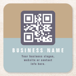 編集可能モダンなQRコードテンプレート | ミュートされた色 スクエアペーパーコースター