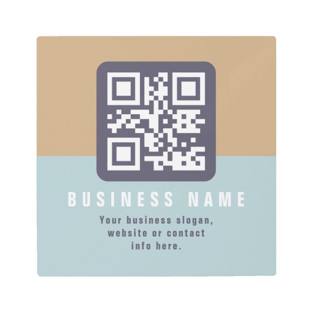 編集可能モダンなQRコードテンプレート | ミュートされた色 メタルプリント (正面)