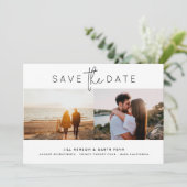 編集可能モダンなQRコードフォト白黒 セーブザデート (スタンド正面)