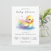 編集可能モダンアヒル赤ちゃんシャワー 招待状 (スタンド正面)