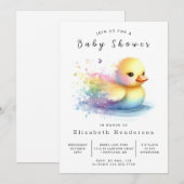 編集可能モダンアヒル赤ちゃんシャワー 招待状 (正面/裏面)