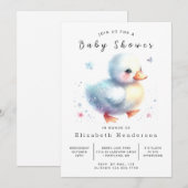 編集可能モダンアヒル赤ちゃんシャワー 招待状 (正面/裏面)