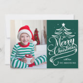 編集可能モダンカラーメリークリスマスツリー写真 シーズンカード (正面)