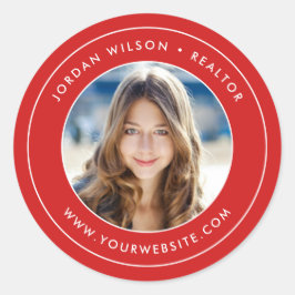 編集可能モダンカラー縁どダブル写真の追加 ラウンドシール