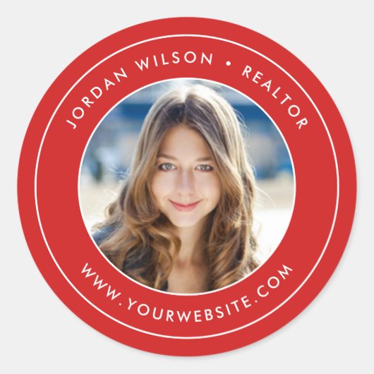 編集可能モダンカラー縁どダブル写真の追加 ラウンドシール (正面)